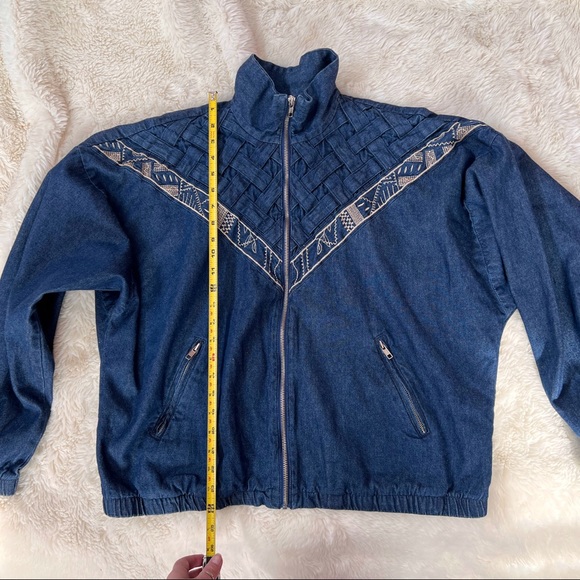 New Old Stock Teddi Denim Jacket Basketweave Vintage Bomber Coat - Picture 5 of 8